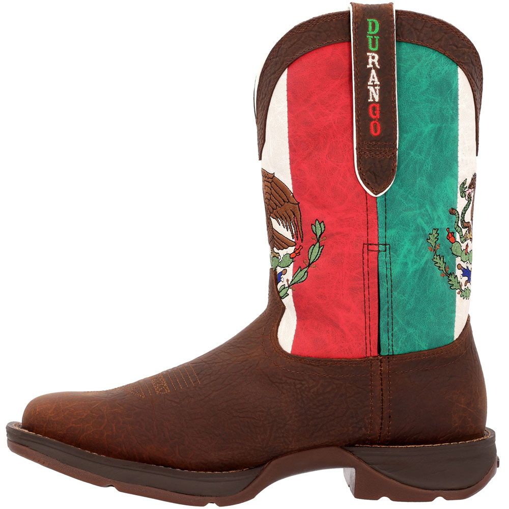 Durango Rebel DDB0431 11" Western Safety Toe Work Boots - Mens Sandy Brown Mexico Flag Back View