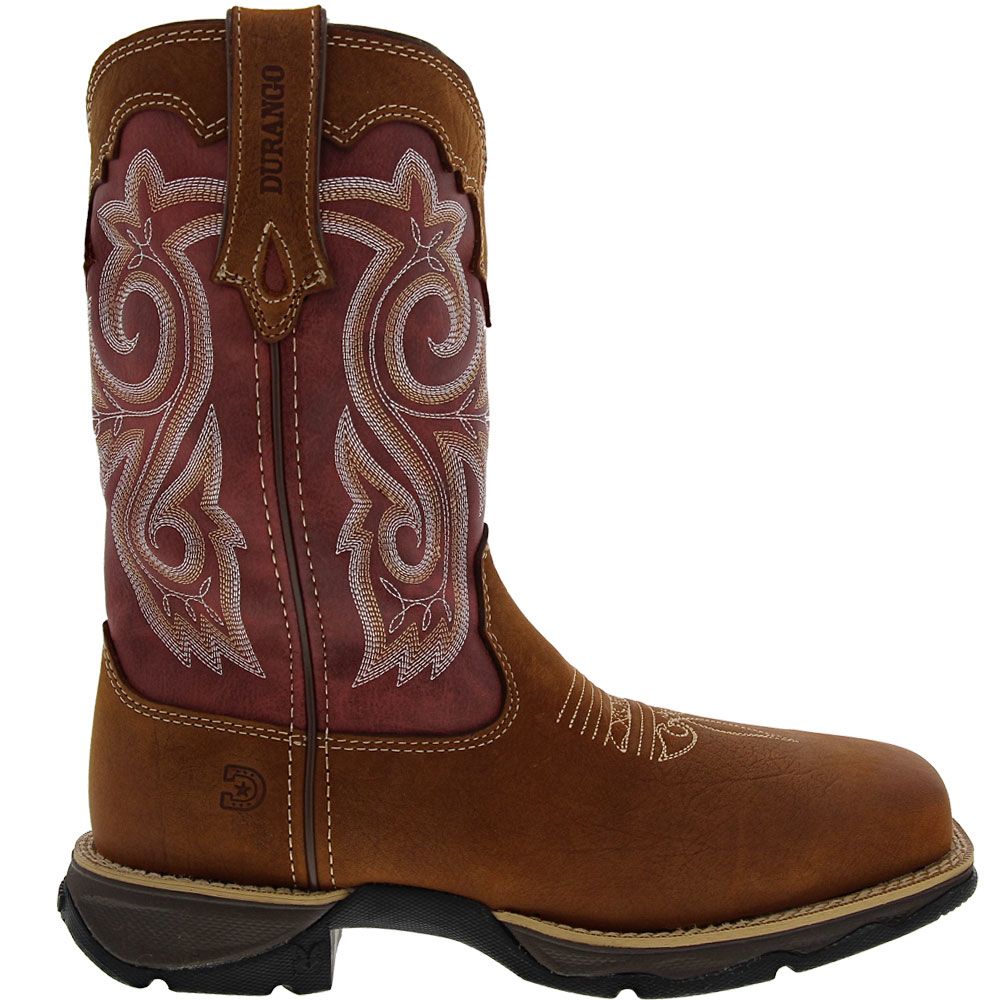 Durango DRD0220 Lady Rebel Comp Toe Womens Work Boots Briar Brown Rusty Red Side View