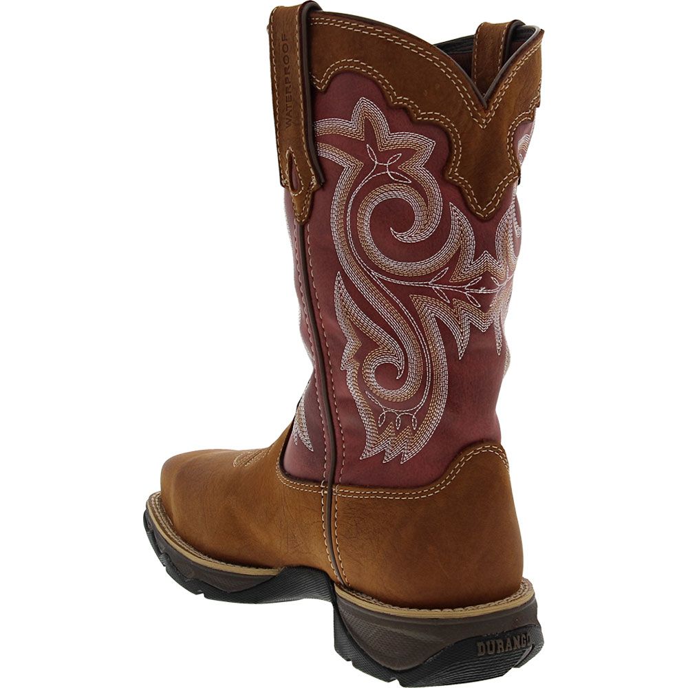 Durango DRD0220 Lady Rebel Comp Toe Womens Work Boots Brown Pink Back View