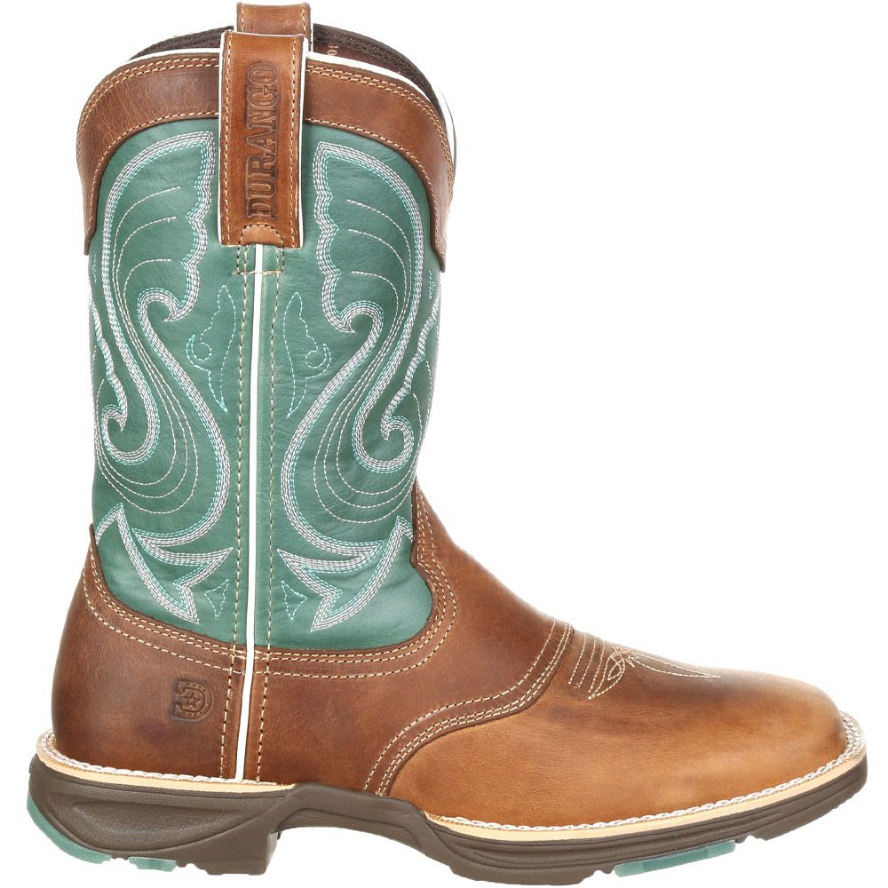 Durango Ultralite Emerald Saddle Womens Western Boots Tan Side View
