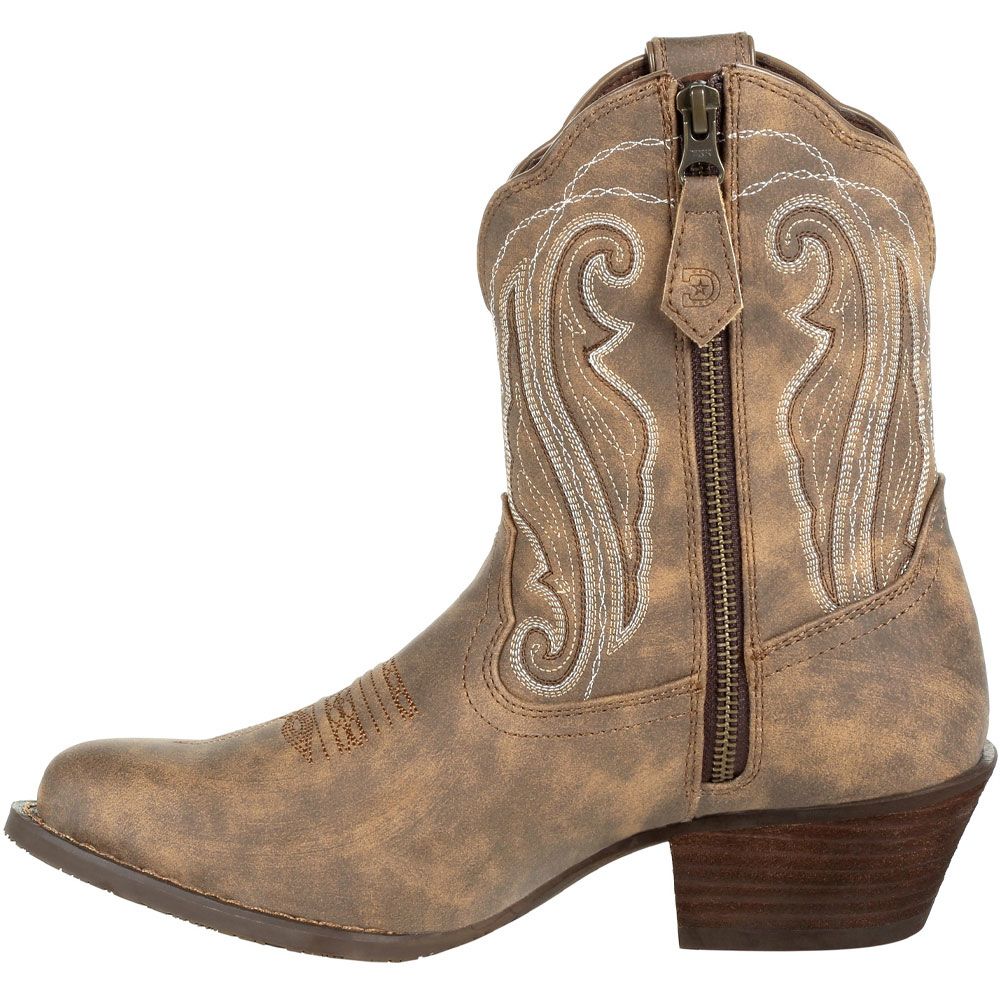 Durango Crush Distressed Shortie Womens Western Boots Brown Back View