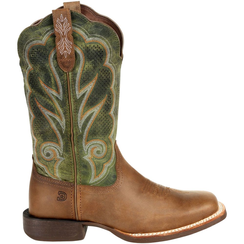 Durango Lady Rebel Pro Ventilated Olive Womens Western Boots Brown Olive Green Side View