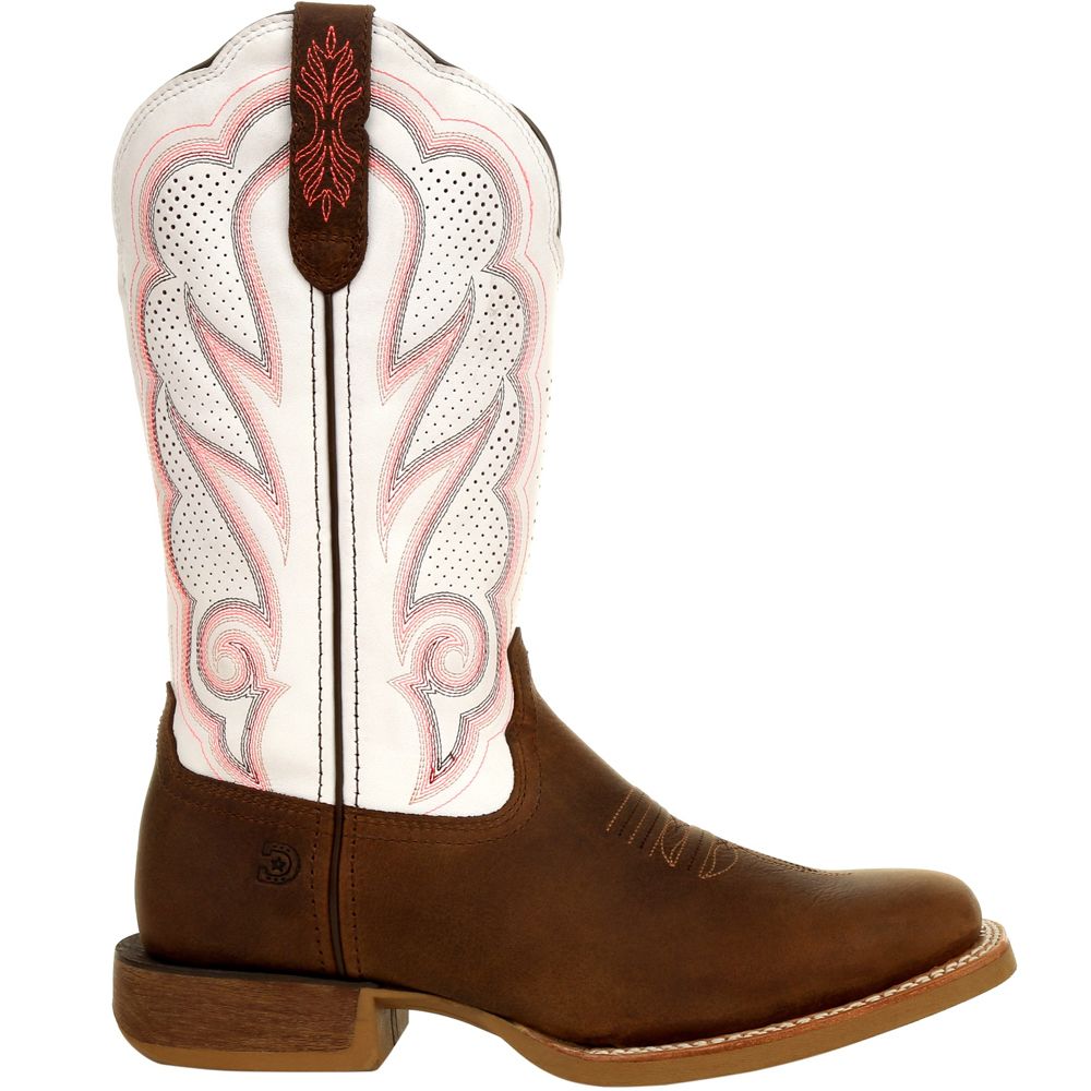 Durango Lady Rebel Pro DRD0392 White Womens Western Boots Trail Brown White Side View