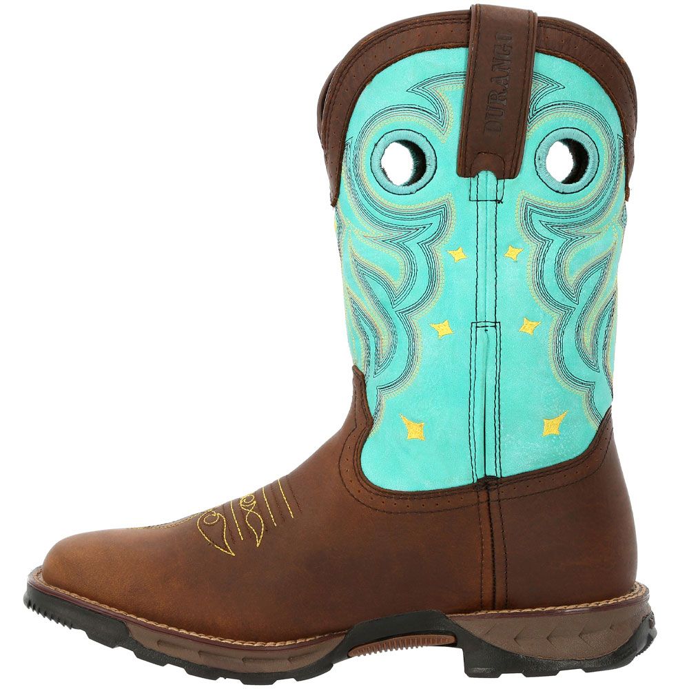 Durango Maverick DRD0419 Electric Blue Womens 10" Western Boots Peanut Brown Electric Blue Back View