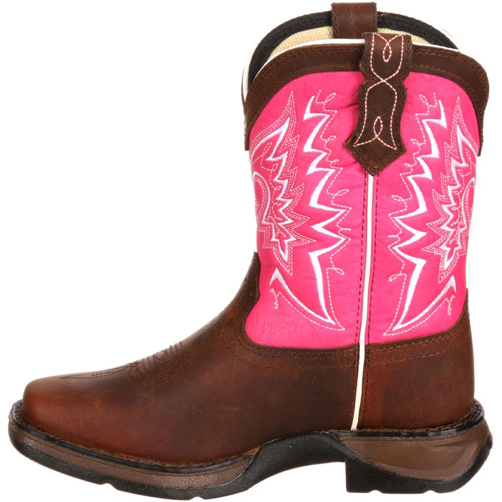 Durango Lil Durango Let Love Fly Toddler Western Boot Brown Pink Back View