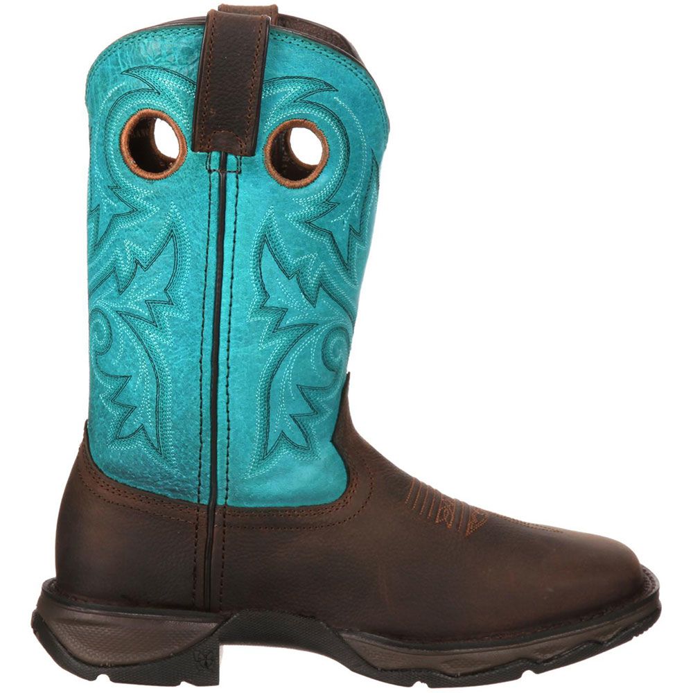 Durango Lady Rebel Bar None Womens Western Boots Brown Turquoise Side View