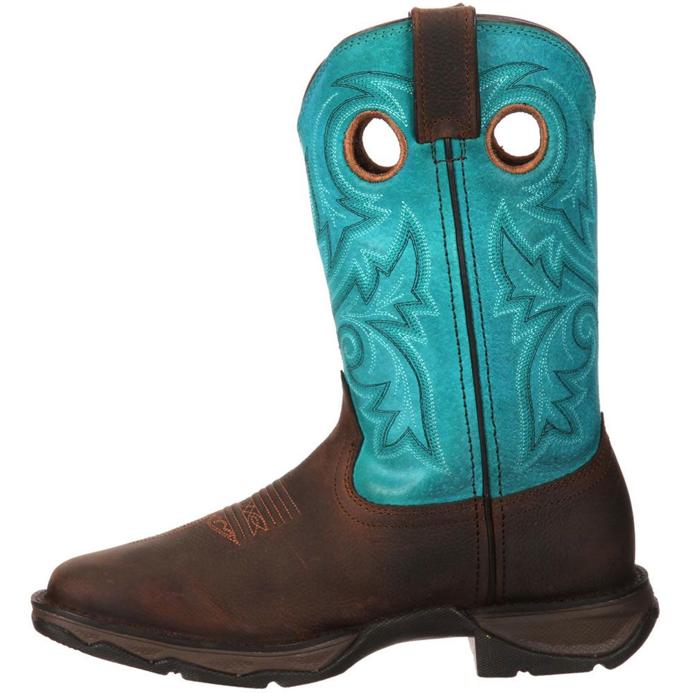 Durango Lady Rebel Bar None Womens Western Boots Brown Turquoise Back View