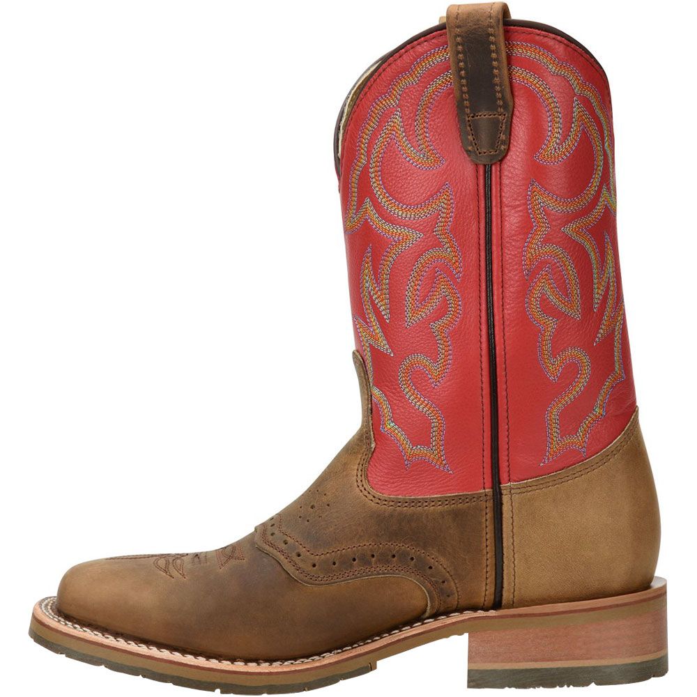 Double H Dh3556 Non-Safety Toe Work Boots - Mens Oldtown Folklore Red Back View