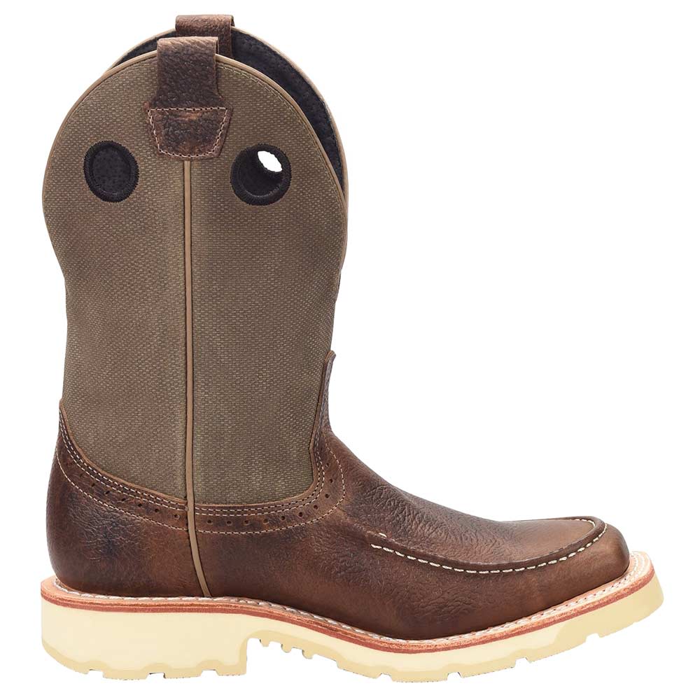 Double H DH4563 Claton Wide Square Toe Work Boots Medium Brown Side View
