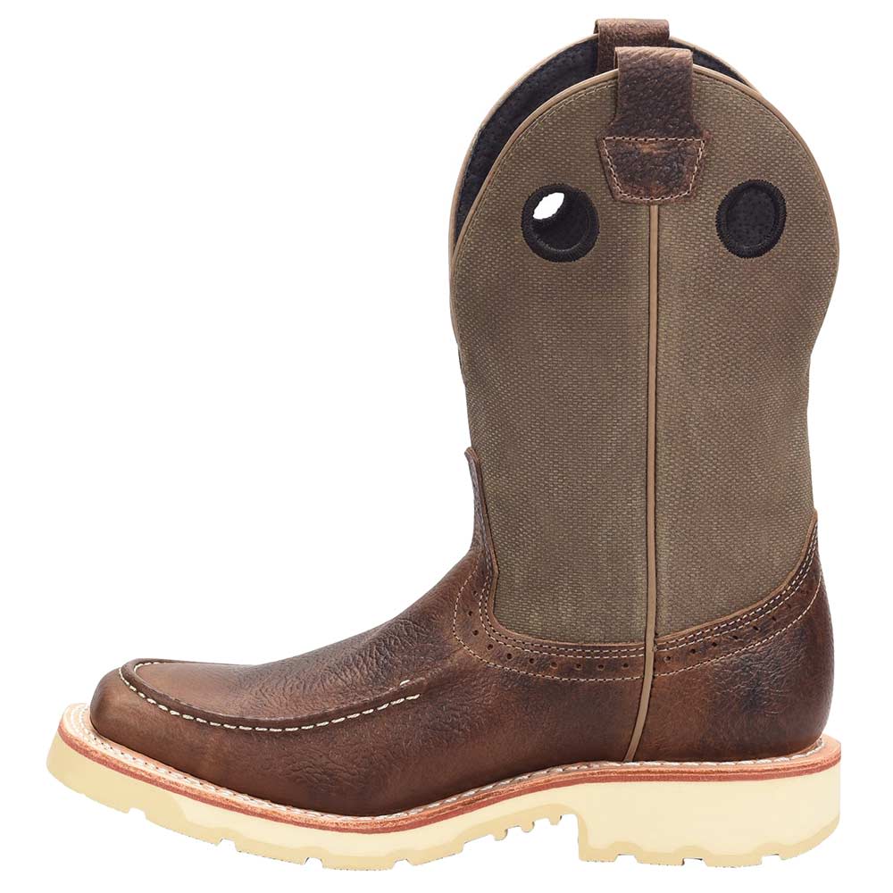 Double H DH4563 Claton Wide Square Toe Work Boots Medium Brown Back View