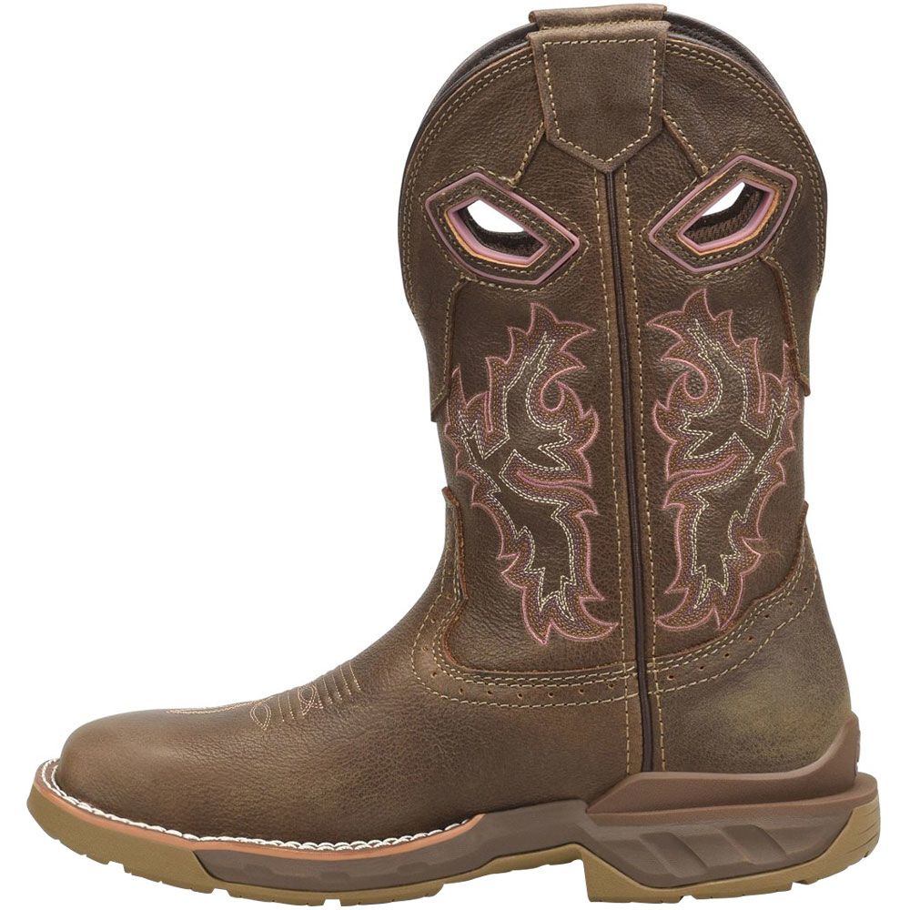 Double H DH5373 Ari Womens Non-Safety Toe Work Boots Medium Brown Back View
