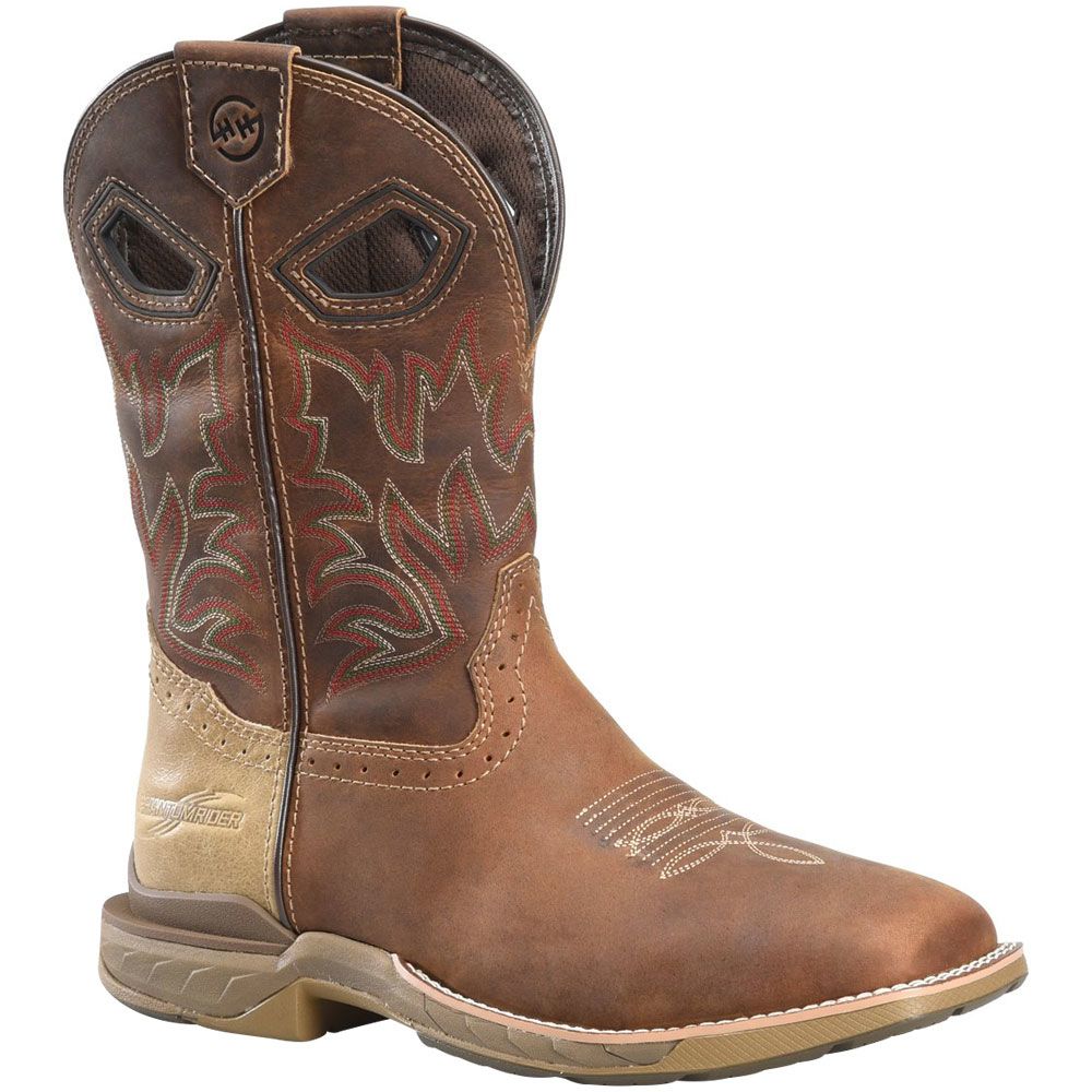 Double H 11" Wide Toe Veil Western Boots Shoes - Mens Medium Brown