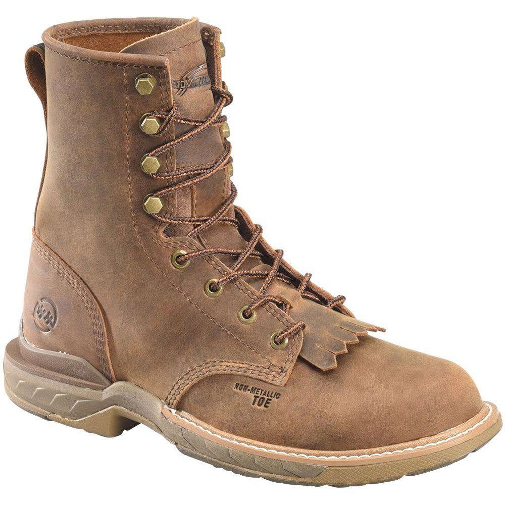 Double H Raid DH5394 Mens 8" U Toe Lacer Non-Safety Toe Boots Medium Brown
