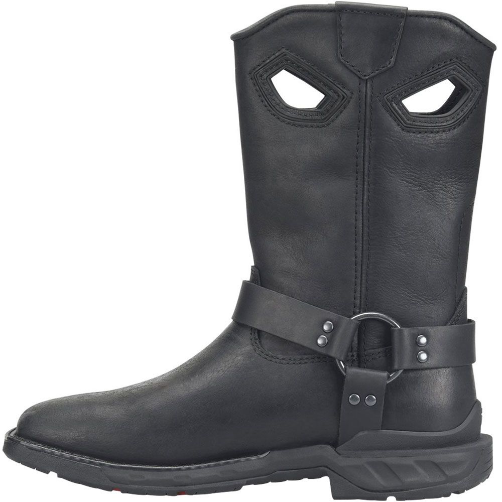 Double H Longranch Wide Sq Toe Harness Roper Work Boots - Mens Black Back View