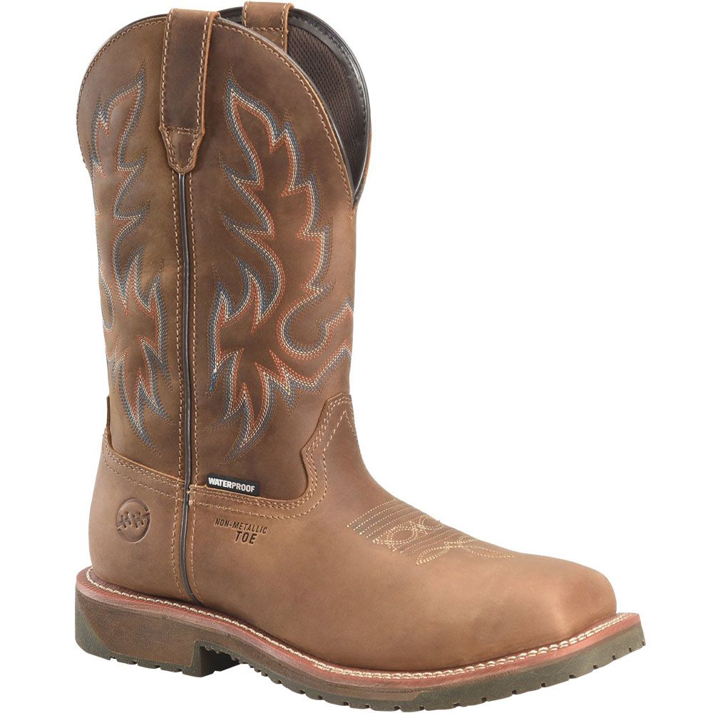Double H WP Wide Square Toe Roper Boots - Mens Brown