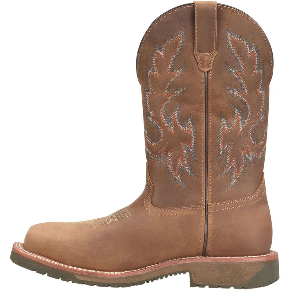 Double H WP Wide Square Toe Roper Boots - Mens Brown Back View