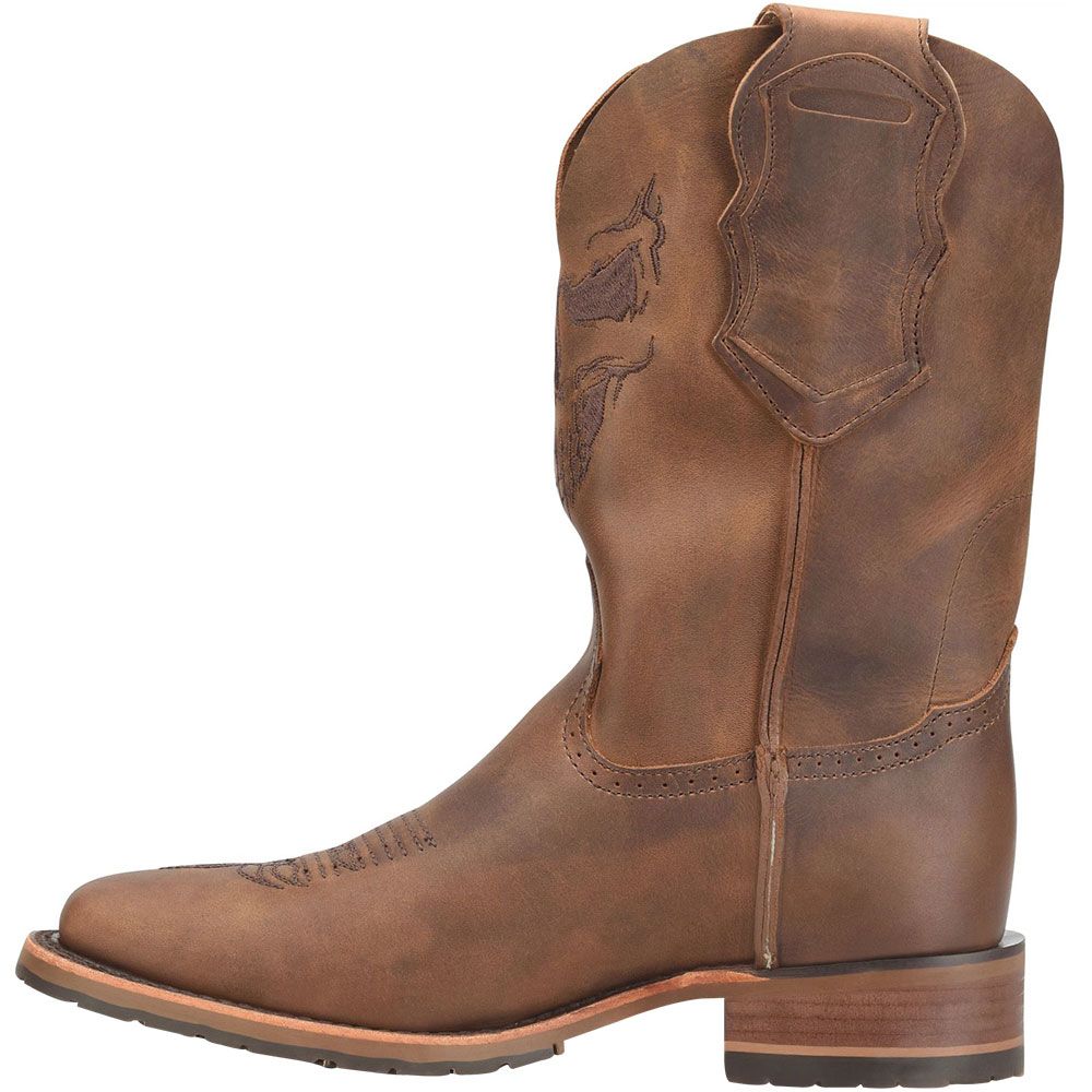 Double H Fairview Square Toe Stockman Boots - Mens Medium Brown Back View