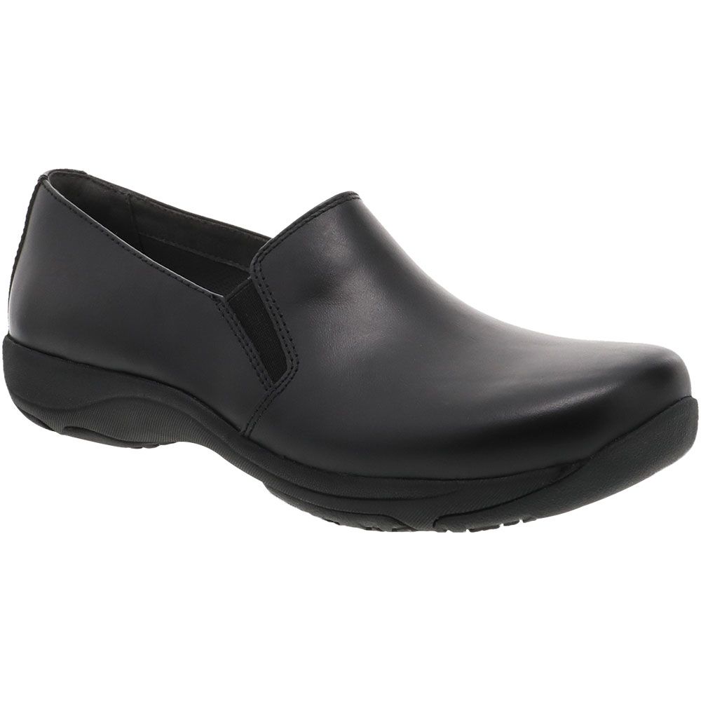 Dansko Nora Black Leather Slip on Casual Shoes - Womens Black