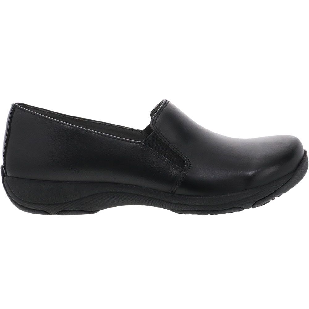 'Dansko Nora Black Leather Slip on Casual Shoes - Womens Black