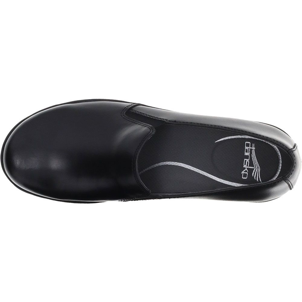 Dansko Nora Black Leather Slip on Casual Shoes - Womens Black Back View