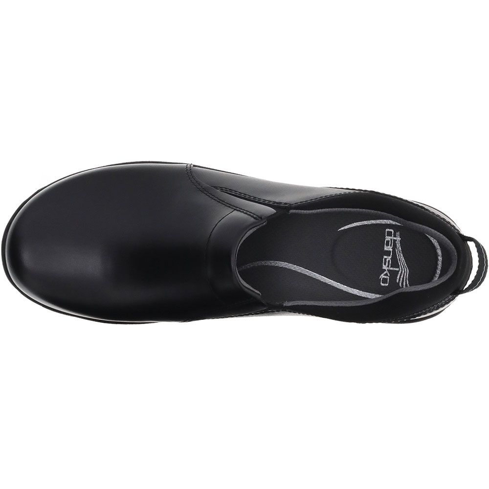Dansko Neci Black Leather Slip on Casual Shoes - Womens Black Back View