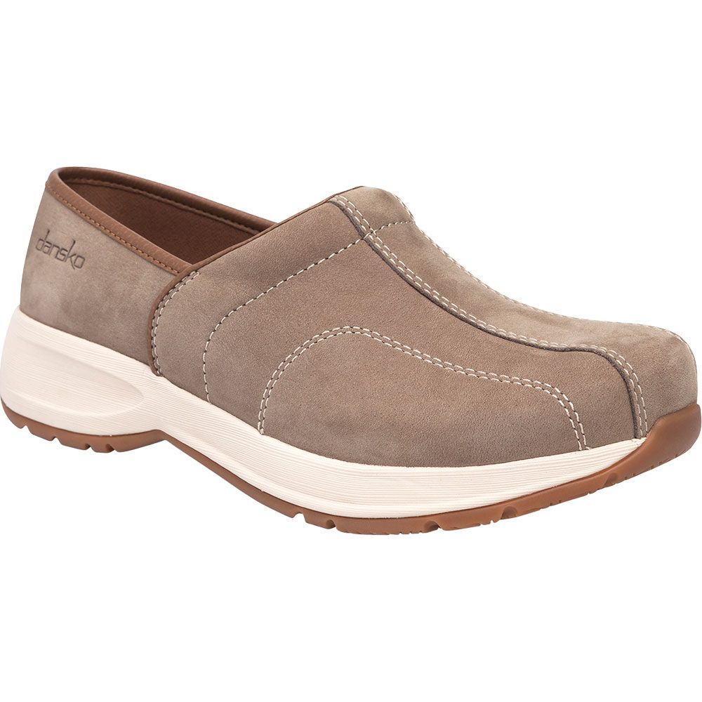 Dansko Shaina Slip on Casual Shoes - Womens Taupe Suede Milled Nubuck Leather