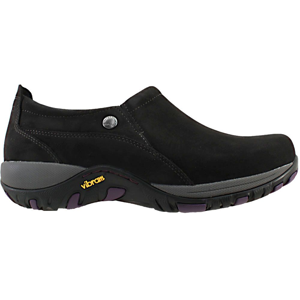 Dansko Patti Clogs Casual Shoes - Womens Black Milled Nubuck Leather Side View