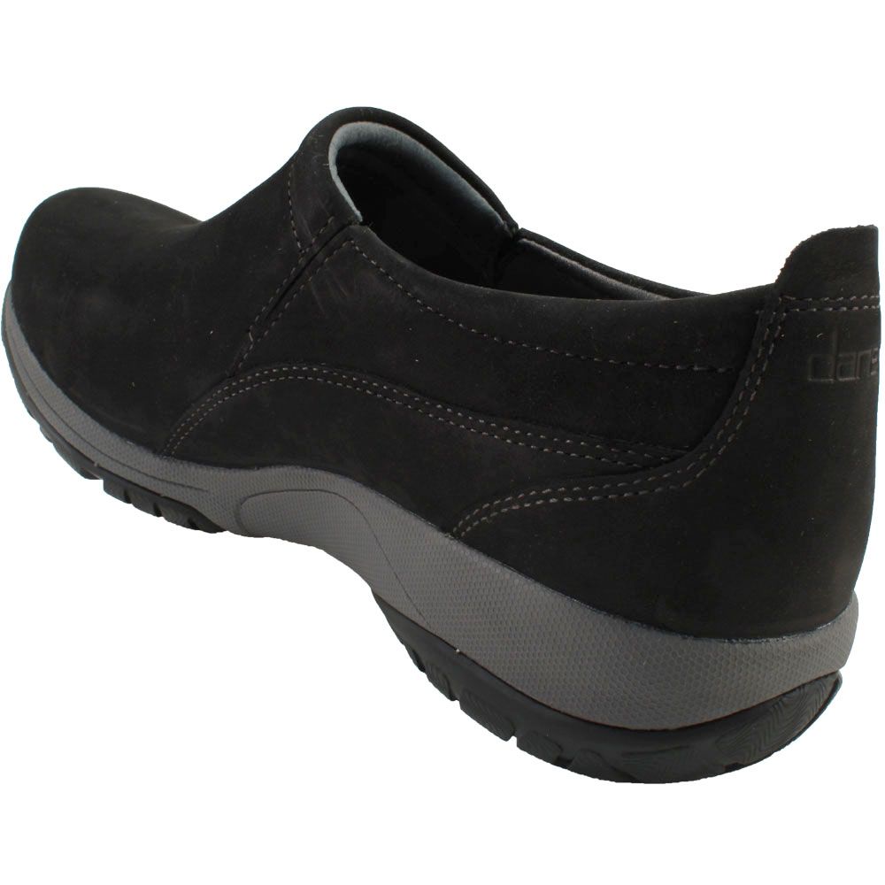 Dansko Patti Clogs Casual Shoes - Womens Black Milled Nubuck Leather Back View