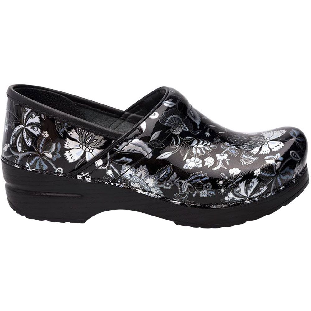 Dansko Professional 606 Patent Clogs Casual Shoes - Womens Floral Metallic Patent Side View