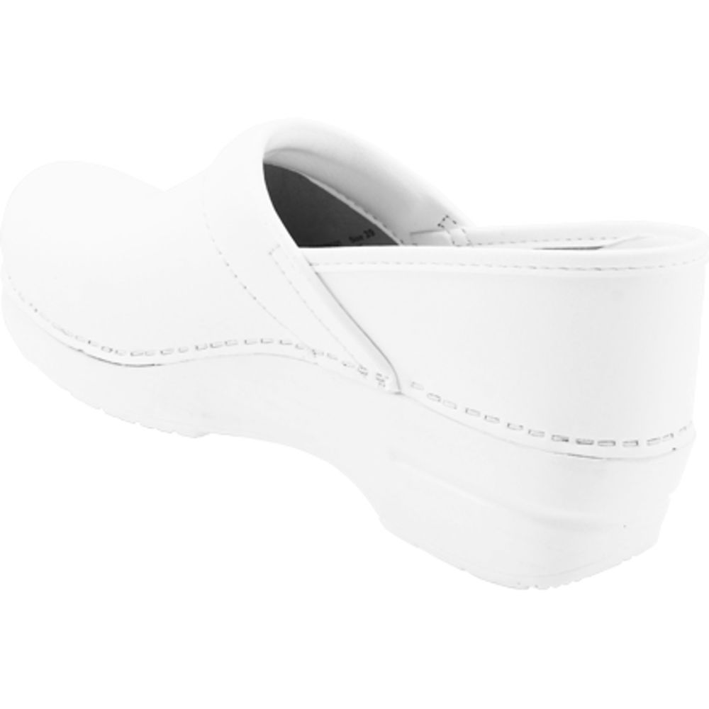 Dansko Professional 606 Clogs Casual Shoes - Womens White Box Leather Back View