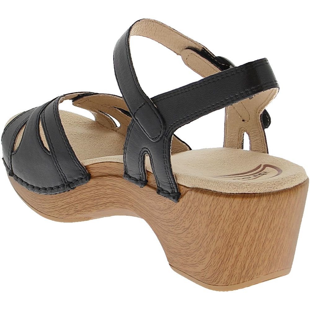 Dansko Season Sandals - Womens Black Full Grain Leather Back View
