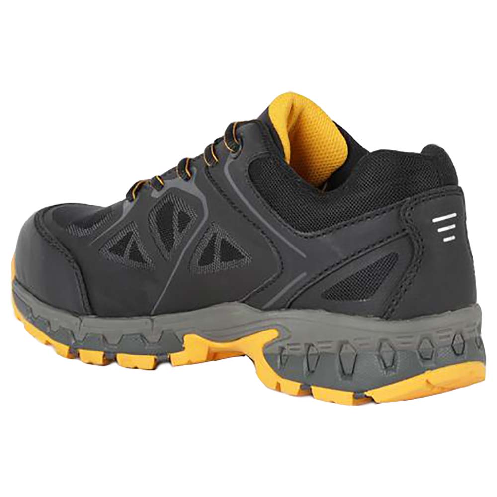 Dewalt Angle Safety Toe Work Shoes - Mens Black Yellow Back View
