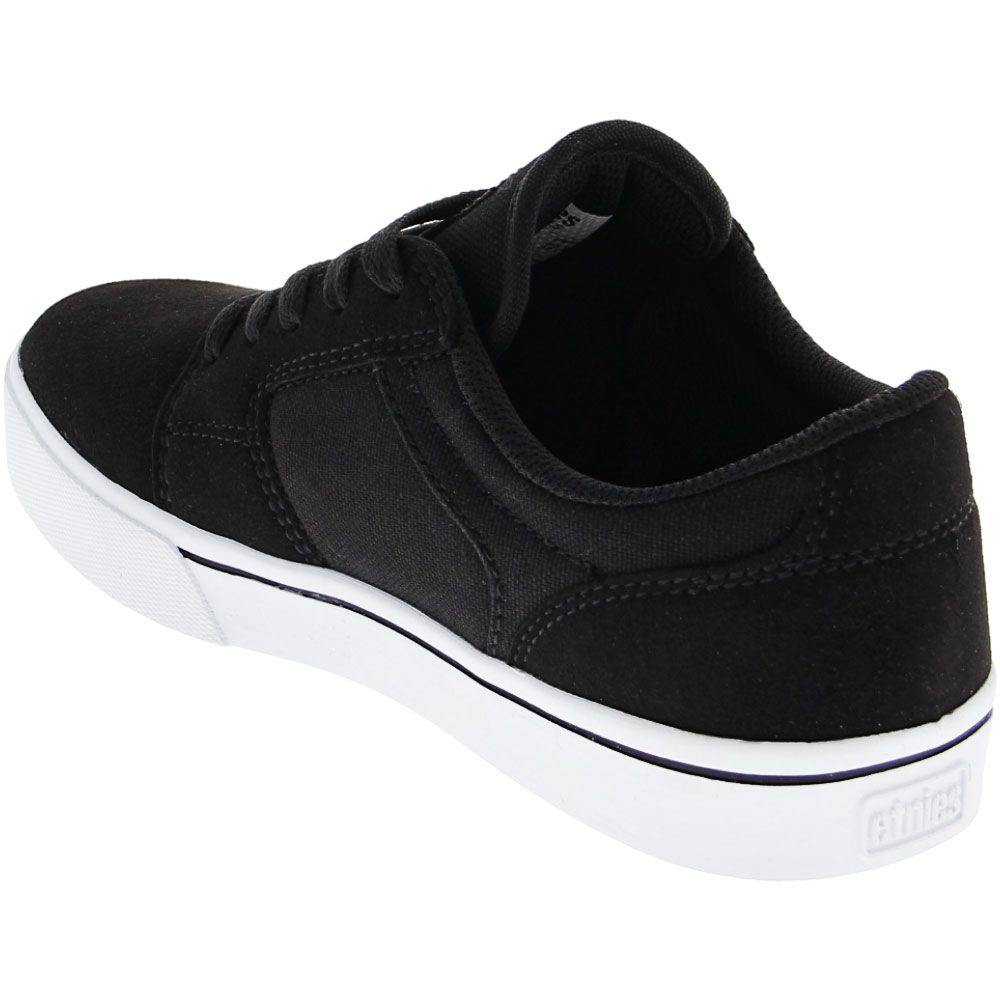 Etnies Barge LS Skate Shoes - Boys Black White Back View