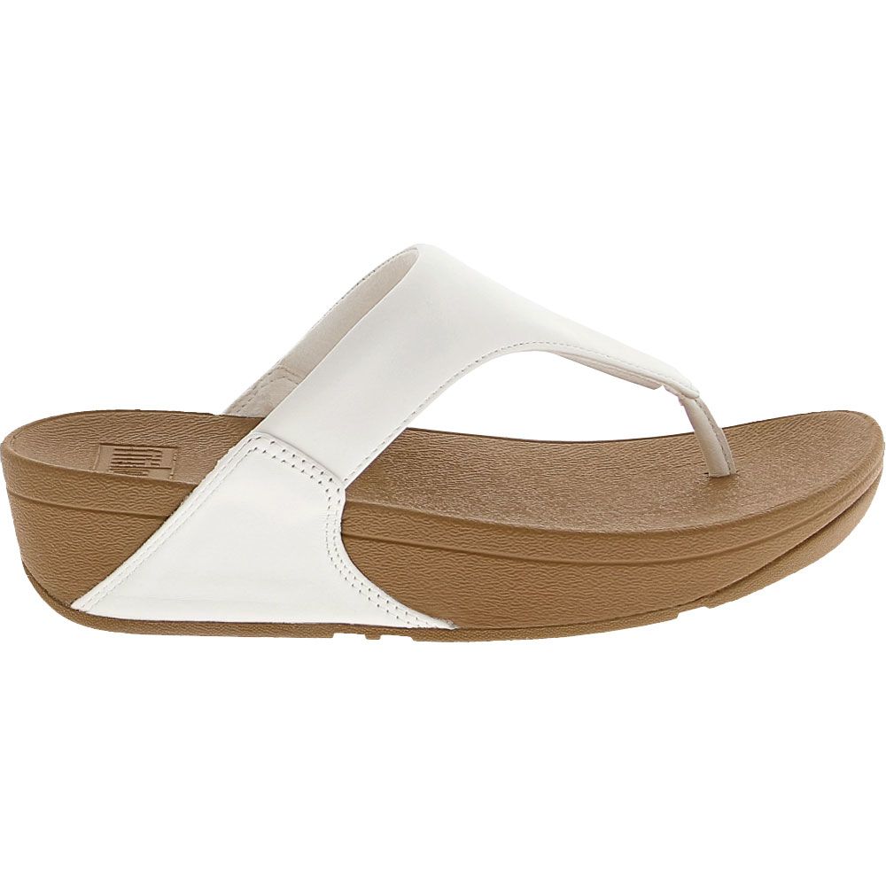 FitFlop Lulu Leather Post Flip Flop - Womens White Tan Side View