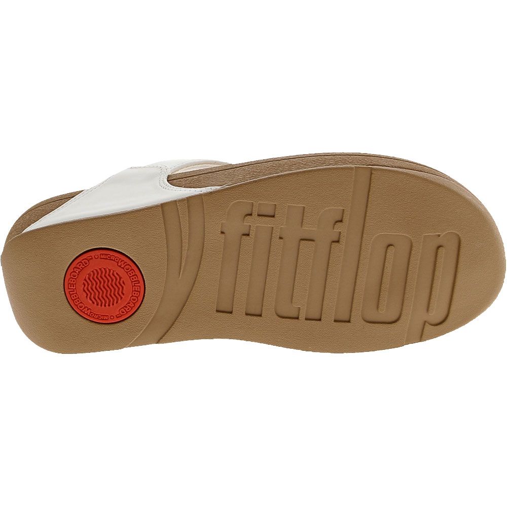 FitFlop Lulu Leather Post Flip Flop - Womens White Tan Sole View