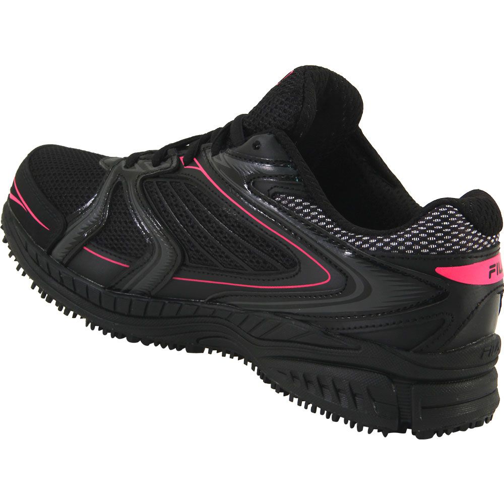 Fila Utility Memory Reckoning 8 Safety Toe Work Shoes - Womens Black Black Pink Back View