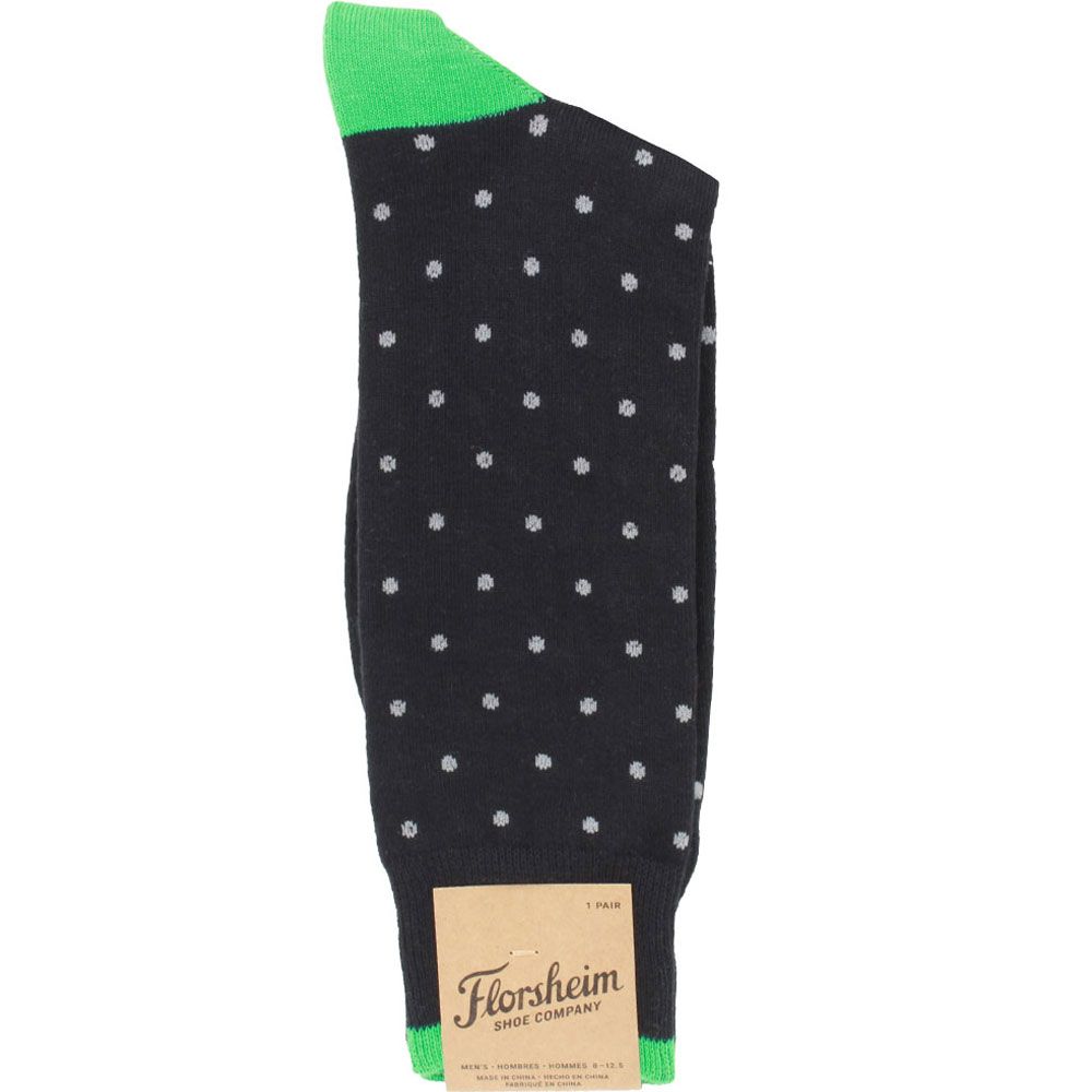 Florsheim Polka Dots Socks Black Green Dot View 2