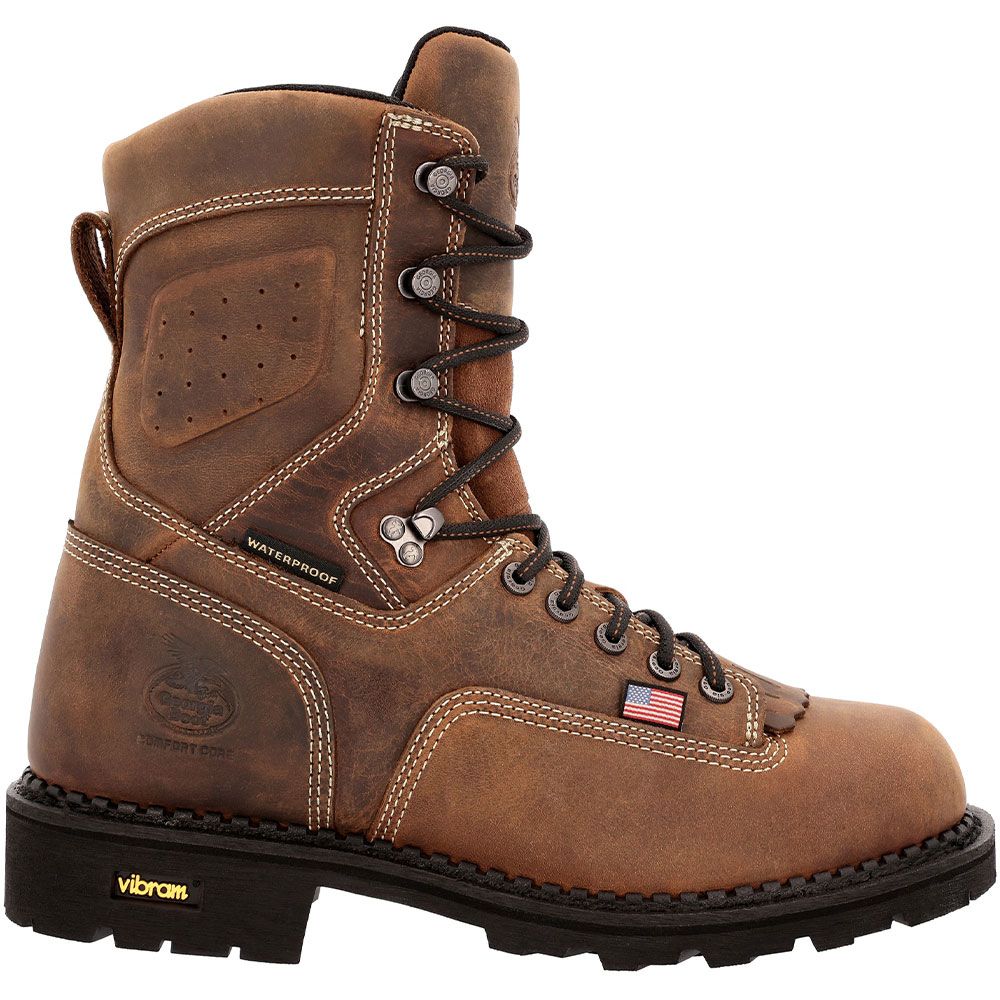 Georgia Boot USA Logger GB00538 Non-Safety Toe Work Boots - Mens Brown Side View