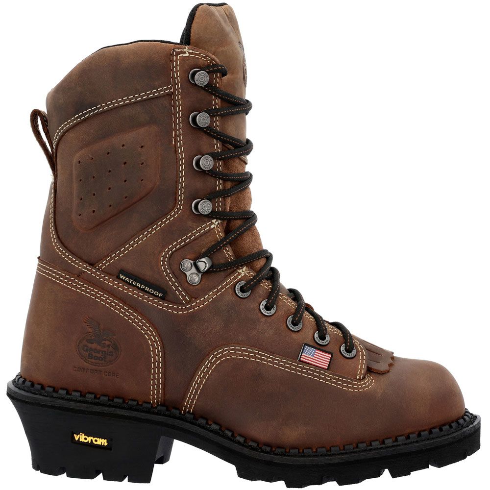 Georgia Boot GB00539 Mens 9" USA Logger Soft Toe Work Boots Brown