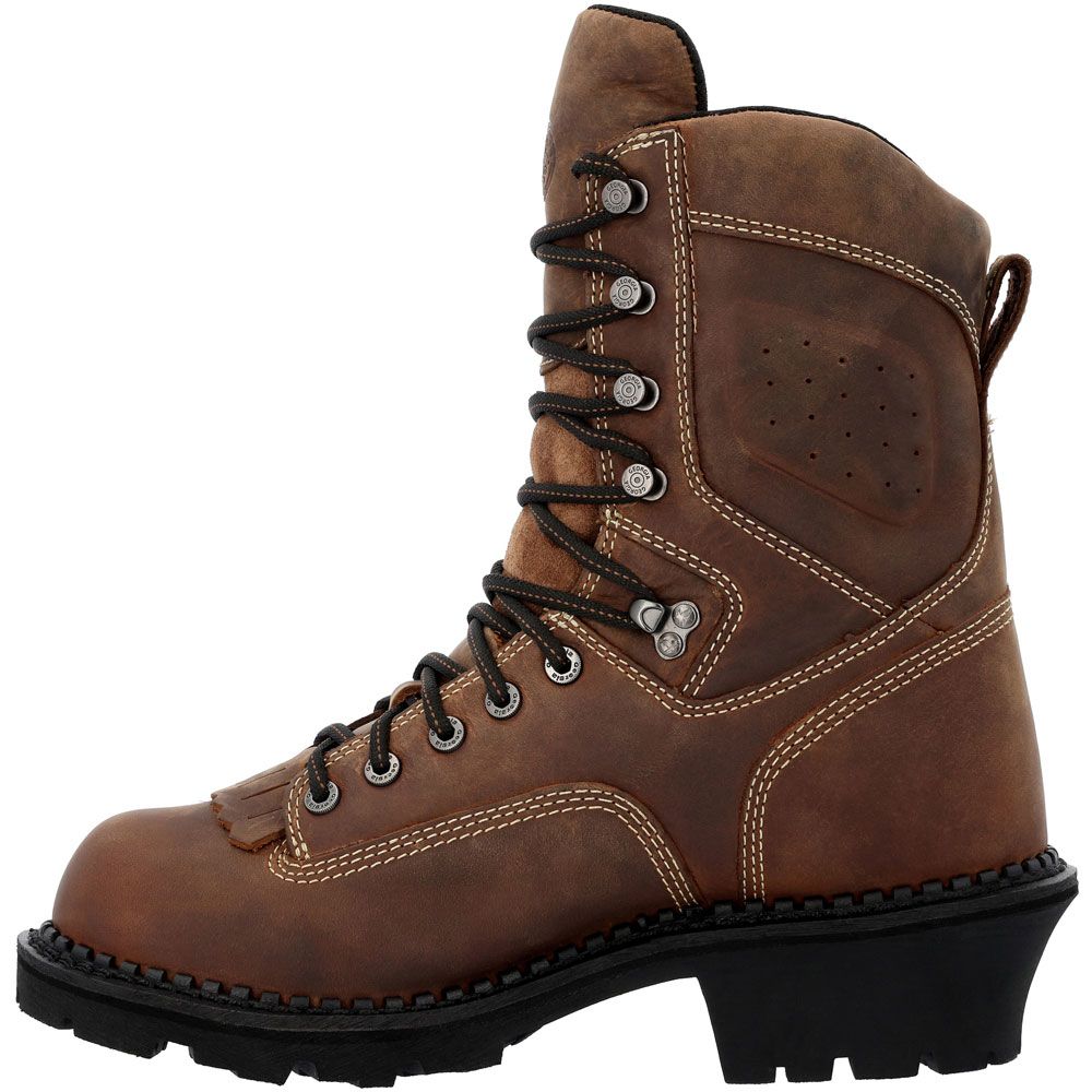 Georgia Boot GB00539 Mens 9" USA Logger Soft Toe Work Boots Brown Back View