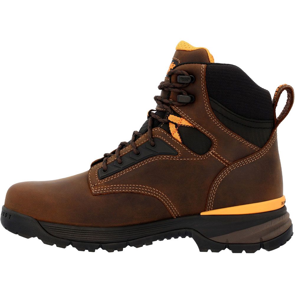 Georgia Boot TBD GB00597 Mens 6" Safety Toe Work Boots Brown Back View