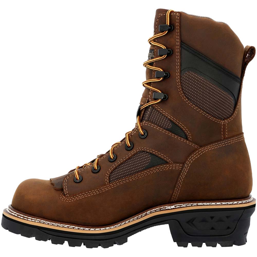 Georgia Boot Ltx Logger Waterproof Non-Safety Toe Mens Boots Brown Back View