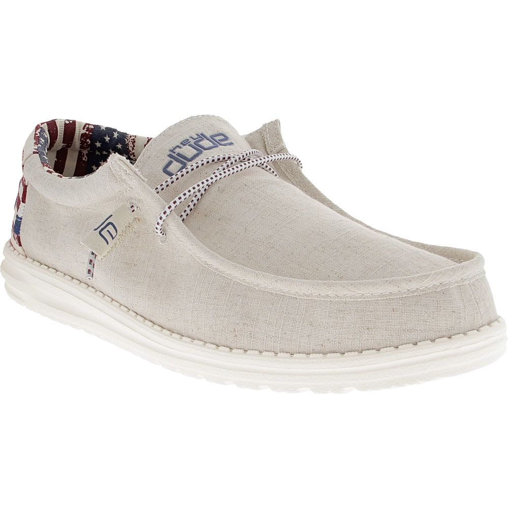 Hey Dude Wally Off White Patriotic Casual Shoes - Mens Off White Patriotic