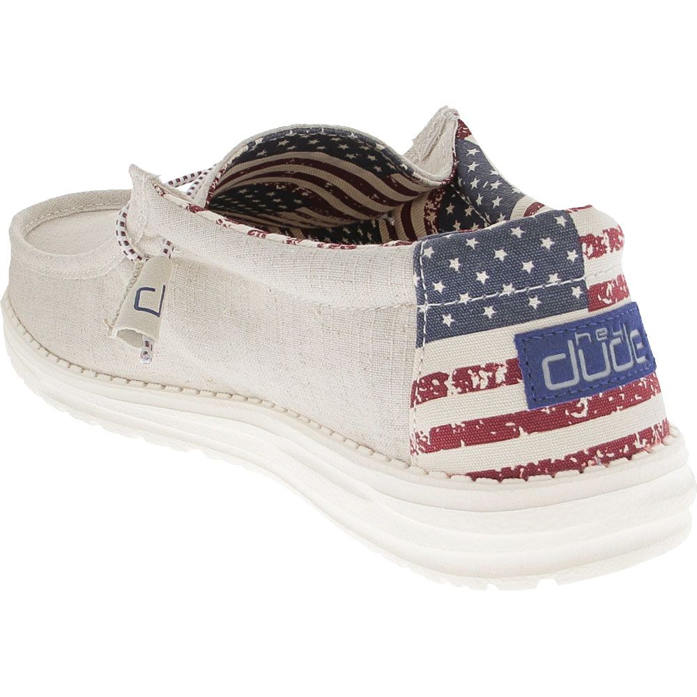 Hey Dude Wally Off White Patriotic Casual Shoes - Mens Off White Patriotic Back View