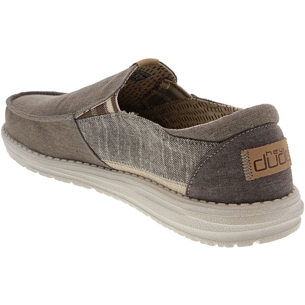 Hey Dude Thad Chambray Walnut Slip On Casual Shoes - Mens Beige Back View