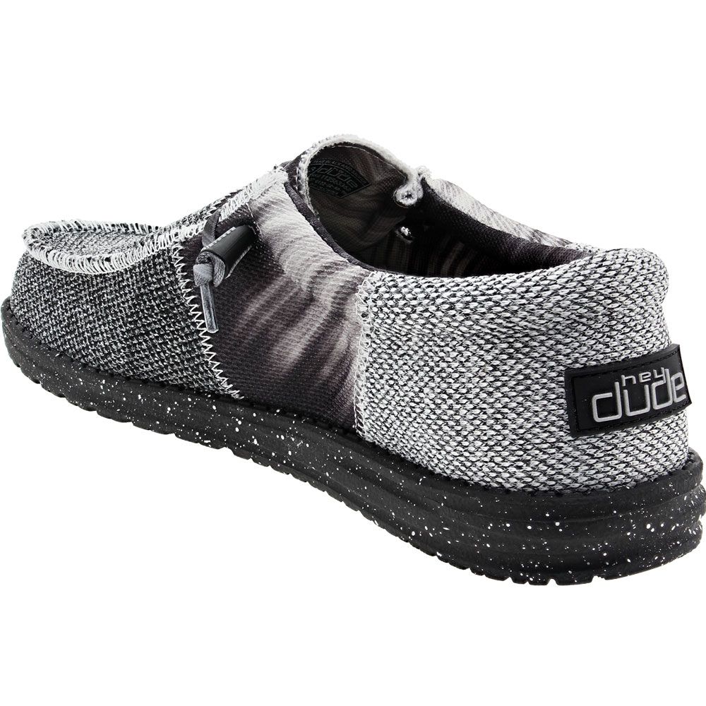 Hey Dude Wally Sox Tri Fans Casual Shoes - Mens Black Silver Back View