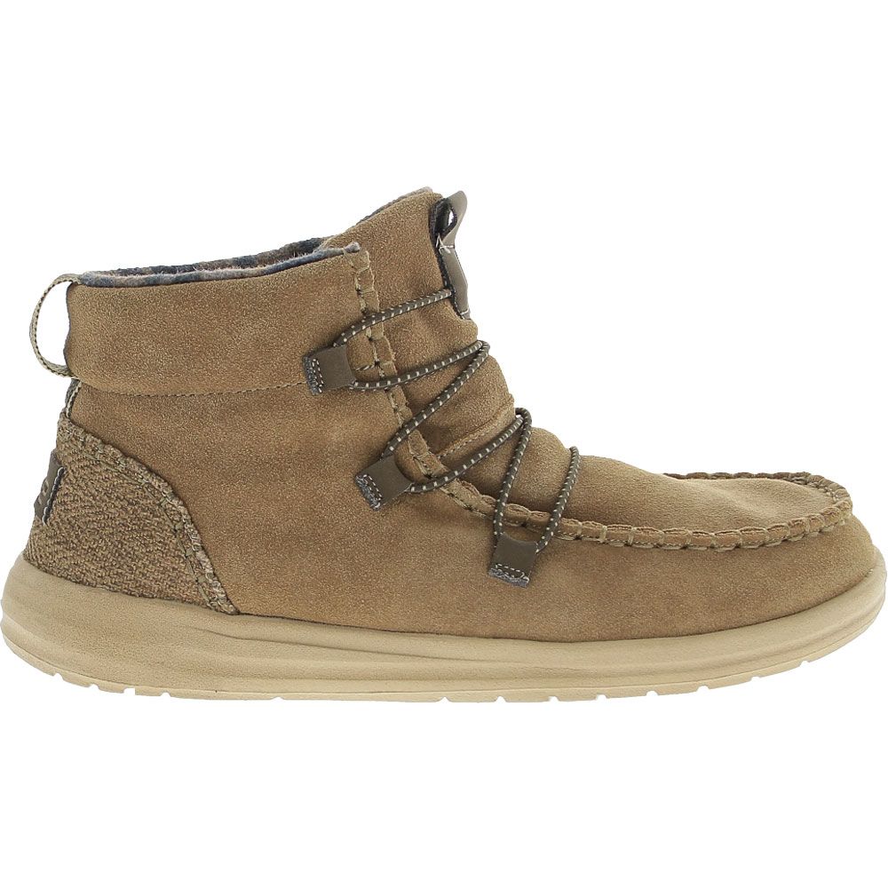 Hey Dude Eloise Suede Casual Boots - Womens Tan Side View