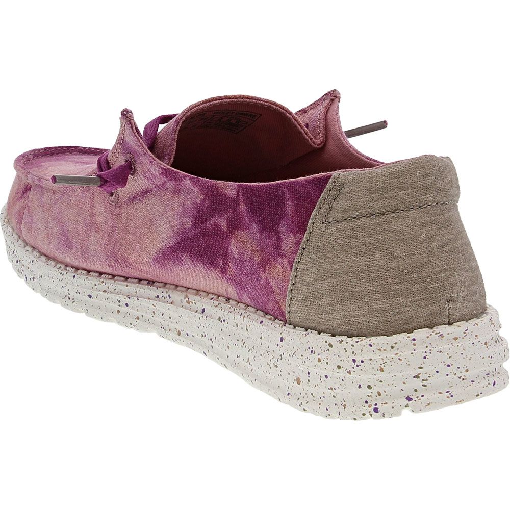 Hey Dude Wendy Tie Dye Womens Slip on Casual Shoes Violet Ombre Back View