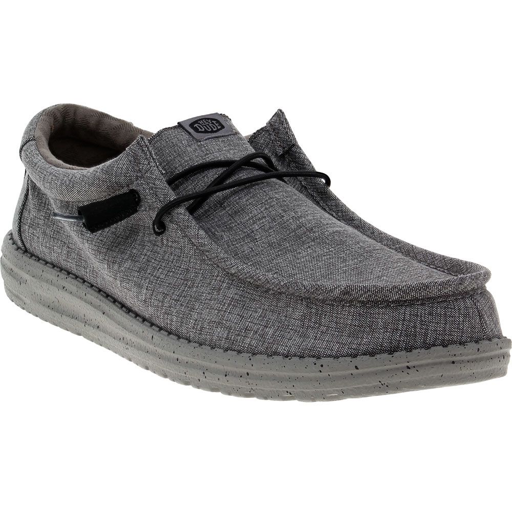 Hey Dude Wally Stretch Canvas Steel Casual Shoes - Mens Grey Steel