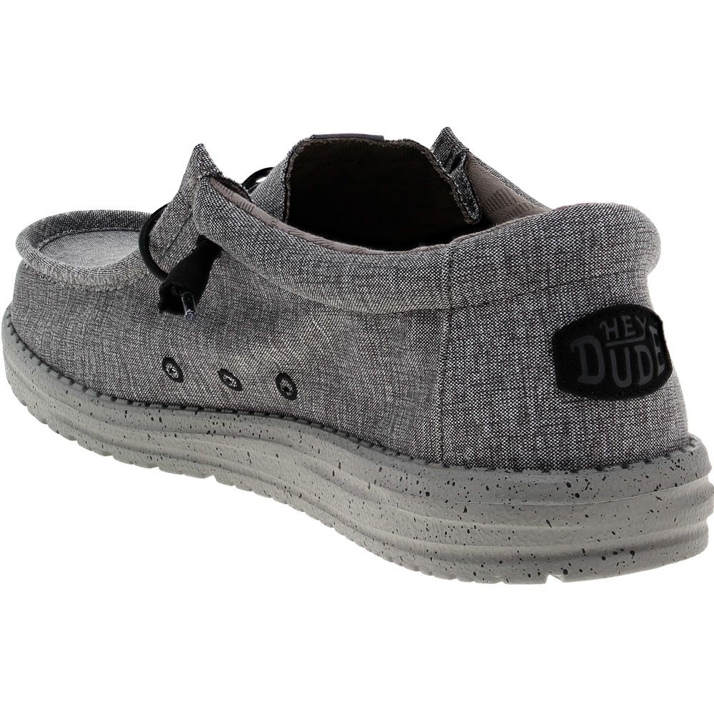 Hey Dude Wally Stretch Canvas Steel Casual Shoes - Mens Grey Steel Back View